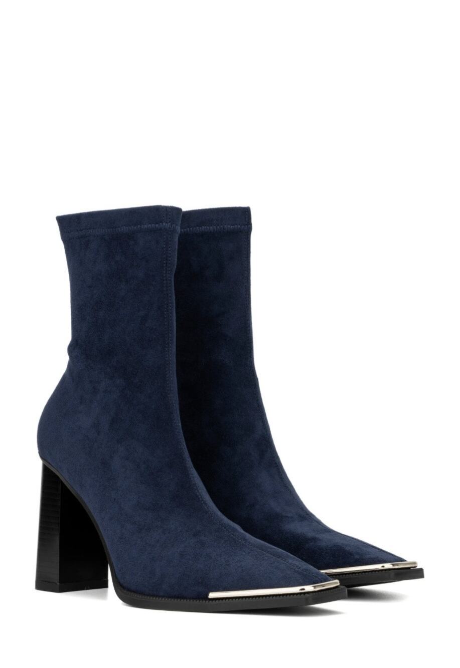 Torgeis New York Womens Katya Navy Suede sock ankle block heel boot - sz 7